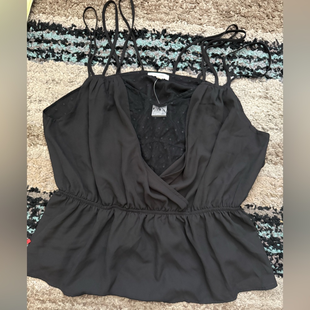 Maurices Black Wrap Tie Front Blouse